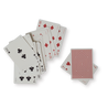 Playing cards with red and black suits on a white background